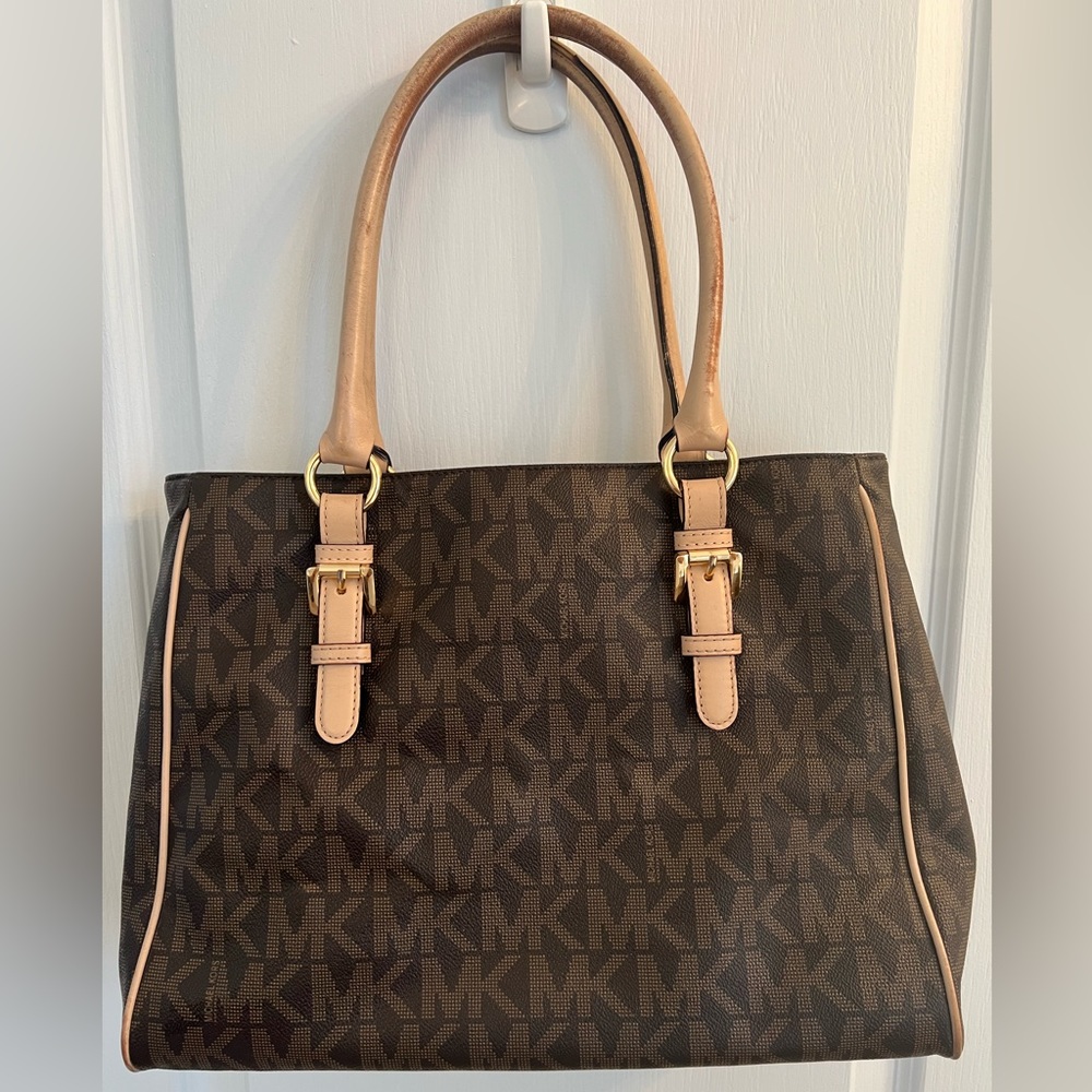 Michael Kors Tote Bag Brown Full Pattern 35t4gttt2b - Picture 2 of 8